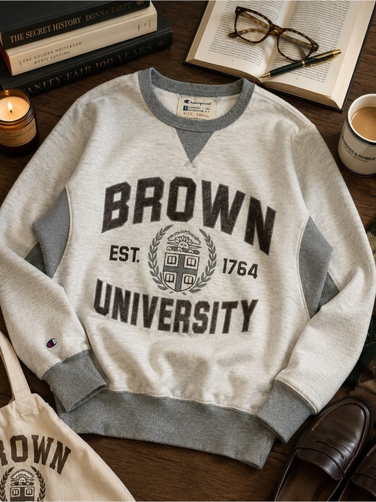 Champion Tops - Champion Brown University Reverse Weave Style Crewneck Sweatshirt Small